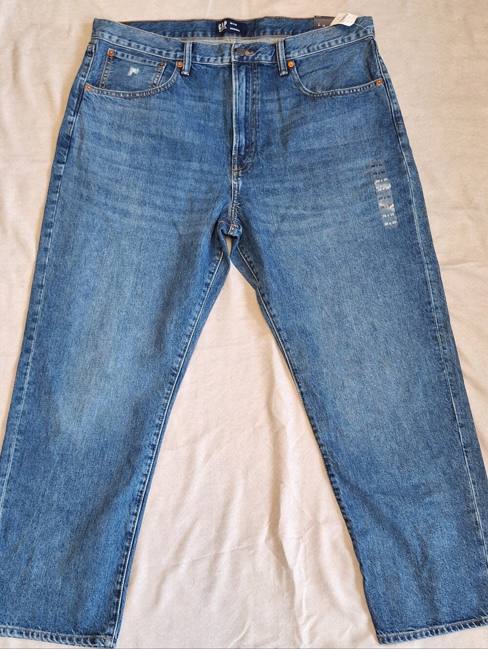 Gap NWT Mens Original Fit Relaxed Straight Leg Denim Blue Jeans, 38 x 30